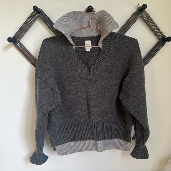 Maeve Gray V-Neck Sweater - Picture 1 of 10